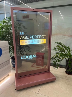 55 ιντσών Φόρο στέκεται τηλεόραση Διαφανής OLED ψηφιακή σήμανση AMOLED οθόνη 4K Touch Ultra Thin Διαφανής OLED οθόνη